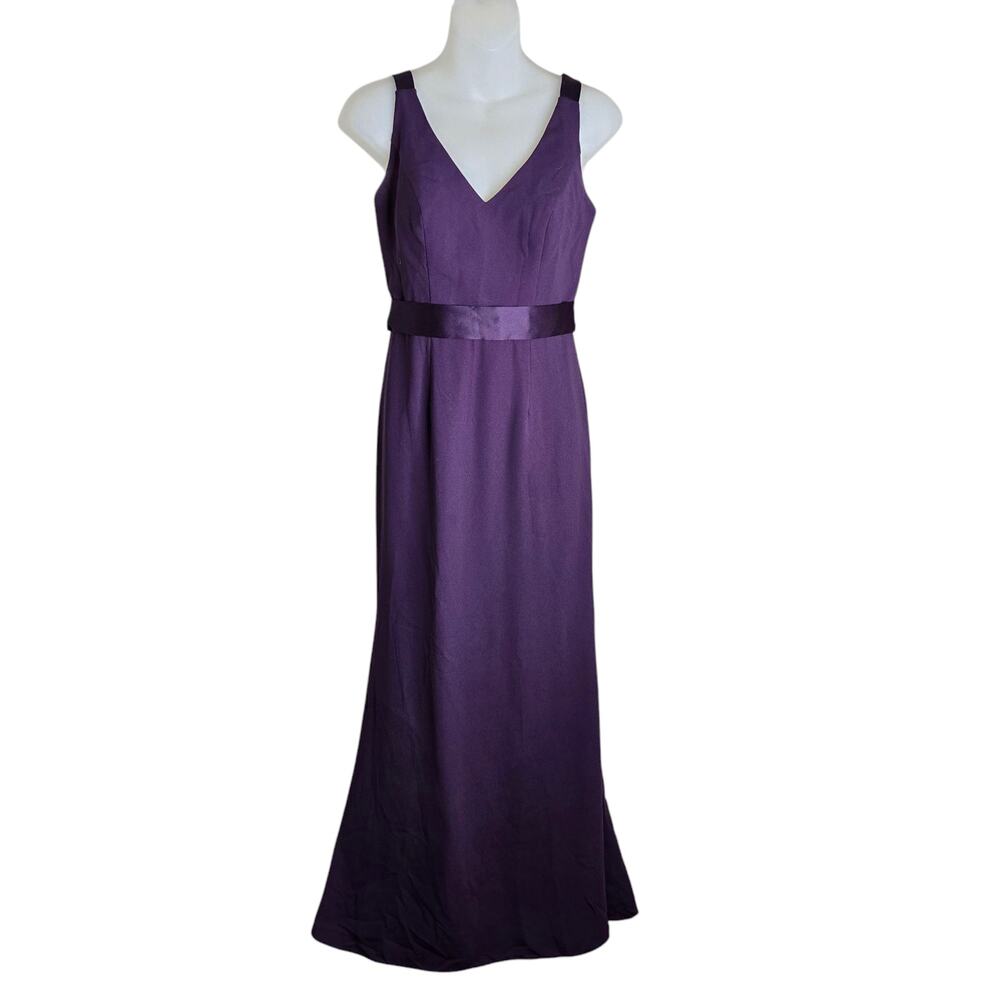 White by Vera Wang Formal Dress Size 2 Amethyst Purple Belt Lined Cut Out Back